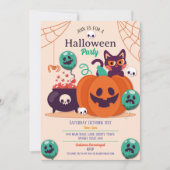 Halloween-Party laden Ghosts Pumpkins Kats Spider Einladung (Vorderseite)