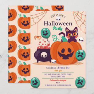 Halloween-Party laden Ghosts Pumpkins Kats Spider Einladung