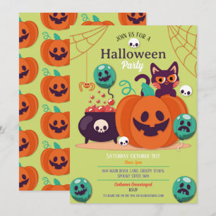 Halloween-Party laden Ghosts Pumpkins Kats Spider Einladung