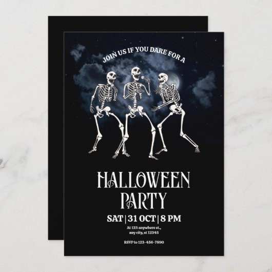 Halloween-Party laden, Halloween Skeleton Party Einladung (Vorne/Hinten)