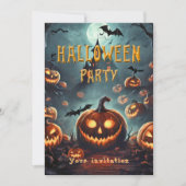 Halloween-Party laden von vielen Jack-O-Lanterns e Einladung (Vorderseite)