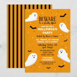 Halloween-Party lädt Ghosts Orange Bats Spaß ein Einladung