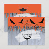 Halloween-Party "Leckerei oder Trick" Ankündigungspostkarte (Vorne/Hinten)