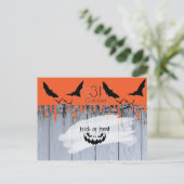 Halloween-Party "Leckerei oder Trick" Ankündigungspostkarte (Stehend Vorderseite)