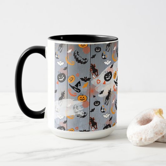 Halloween-Party-"Leckerei-oder Trick-" hölzerner Tasse (Mit Donut)