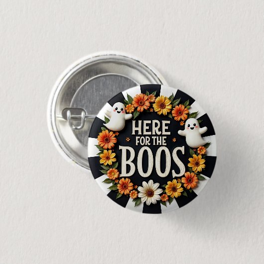 Halloween-Party liefert 'Here for the Boos' Button (Vorne & Hinten)