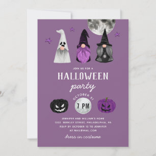 Halloween-Party   Lila Gnome-Hexen und Ghost Einladung