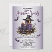 Halloween-Party Lila Kerzen Fledermäuse Spooky Beä Einladung (Vorderseite)