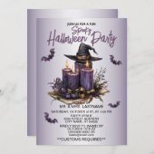 Halloween-Party Lila Kerzen Fledermäuse Spooky Beä Einladung (Vorne/Hinten)