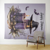 Halloween-Party Lila Kerzen Fledermäuse Spooky Beä Wandteppich (Beispiel (Horizontal))