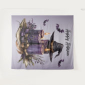 Halloween-Party Lila Kerzen Fledermäuse Spooky Beä Wandteppich (Vorderseite (Horizontal))