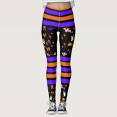 Halloween-Party Lila und orange Streifen Leggings (Vorderseite)