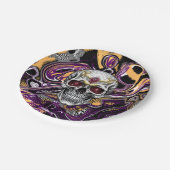 Halloween-Party lila und schwarz Pappteller (Schrägansicht)