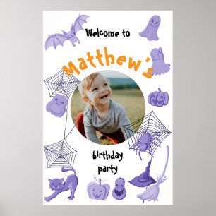 Halloween-Party Lila Willkommensplakat Poster