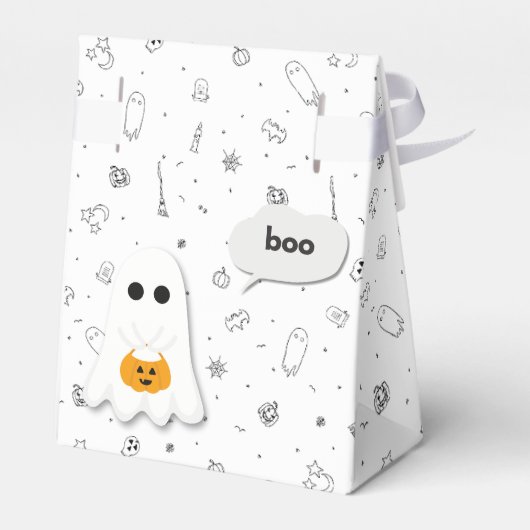 Halloween-Party | Minimales Ghost-Design Geschenkschachtel (Rückseite)