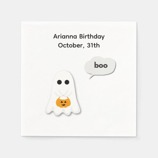 Halloween-Party | Minimales Ghost-Design Serviette (Vorderseite)