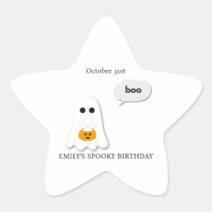 Halloween-Party Minimales Ghost-Design Stern-Aufkleber