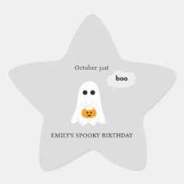 Halloween-Party | Minimales Ghost-Design Stern-Aufkleber