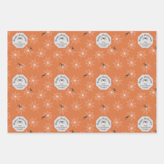 Halloween-Party mit benutzerdefinierten Familienna Geschenkpapier Set (Vorderseite)