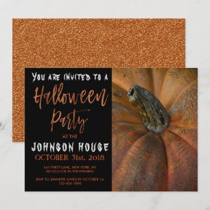Halloween-Party mit moderner orangefarbener Typogr Einladung