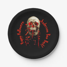 Halloween-Party mit schwarzem und rotem Lacheln Pappteller