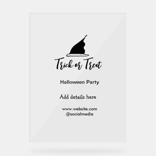Halloween-Party mit schwarzen Hutdetails bespreche Acrylschild (Vorderseite)