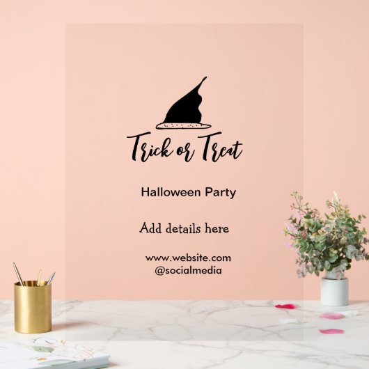 Halloween-Party mit schwarzen Hutdetails bespreche Acrylschild (Hochzeit)