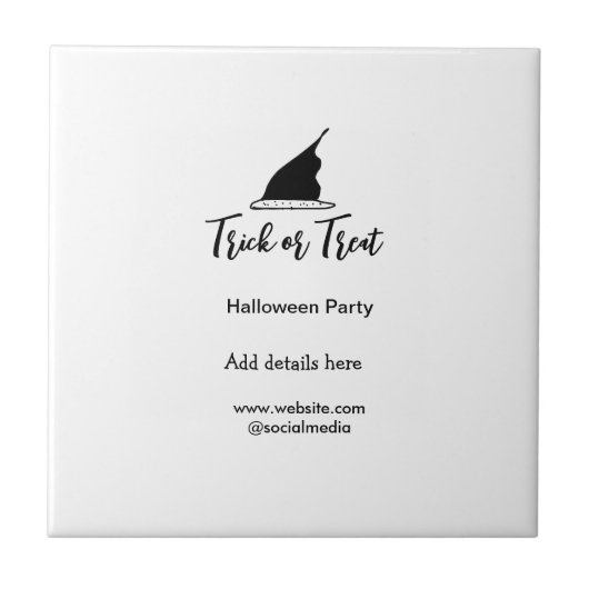 Halloween-Party mit schwarzen Hutdetails bespreche Fliese (Vorderseite)