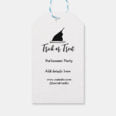 Halloween-Party mit schwarzen Hutdetails bespreche Geschenkanhänger (Rückseite)