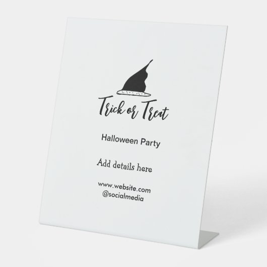 Halloween-Party mit schwarzen Hutdetails bespreche Sockelschild (Vorderseite)