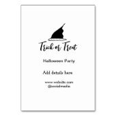 Halloween-Party mit schwarzen Hutdetails bespreche Tischnummer (Rückseite)