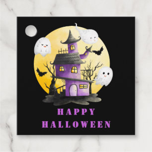 Halloween-Party mit Spuk Haus und Geistern Geschenkanhänger