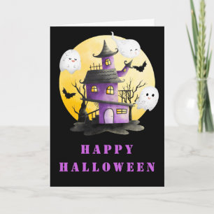 Halloween-Party mit Spuk Haus und Geistern Karte