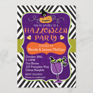 Halloween-Party Modern Stripe Whimsical Einladung