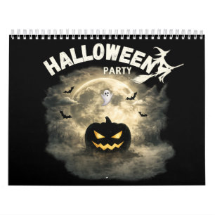Halloween-Party-Mond-Kürbis-Geist Vintage-Hallowee Kalender