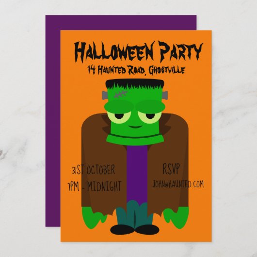 Halloween-Party-Monster Einladung (Vorne/Hinten)