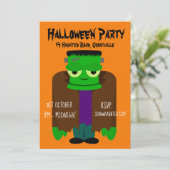 Halloween-Party-Monster-Einladung Einladung (Stehend Vorderseite)