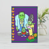 Halloween-Party Monster Familienkostüm Party Einladung (Stehend Vorderseite)