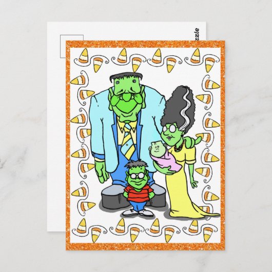 Halloween-Party Monster Familienportrait Postkarte (Vorne/Hinten)