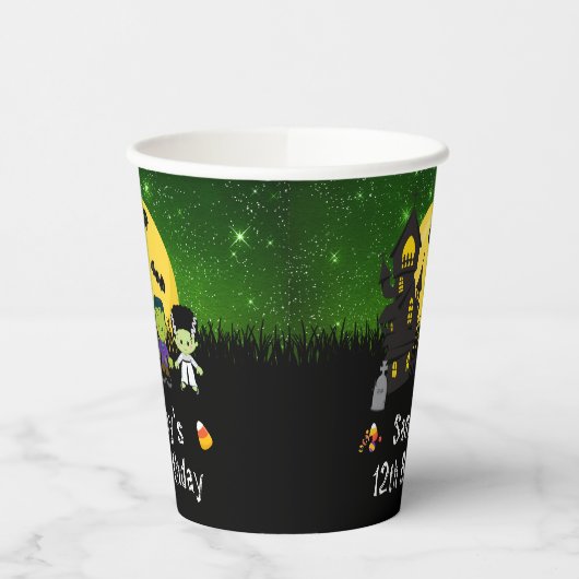 Halloween Party Monsters Green Pappbecher (Links)