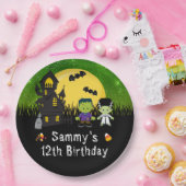 Halloween Party Monsters Green Pappteller (Party)
