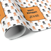 Halloween Party Name Kids hinzufügen Geschenkpapier (Rolleneckpunkt)