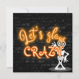 Halloween-Party Neon Unterschreiben mit Skelett Einladung