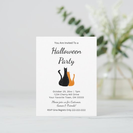 Halloween-Party Niedlich Katzen Einladung Postkarte (Stehend Vorderseite)