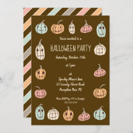 Halloween-Party Niedlich Pastel Pumpkins Einladung