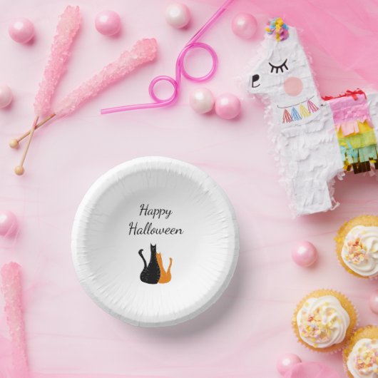 Halloween-Party Niedlich Schwarze Orangenkatzen Pappteller (Party)