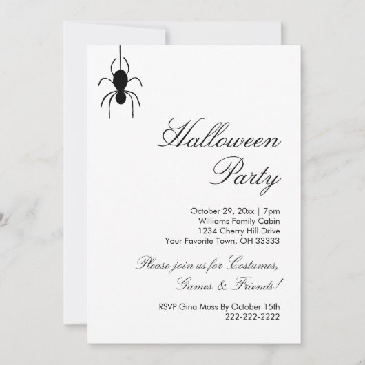 Halloween-Party Niedlich Spiders Schwarz-weiß Einladung (Vorderseite)