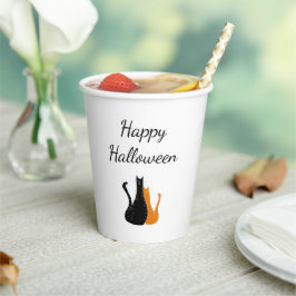 Halloween-Party Niedliche Katzen Schwarzes Orange Pappbecher