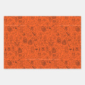 Halloween-Party Orange Doodle Muster Geschenkpapier Set (Vorderseite 3)
