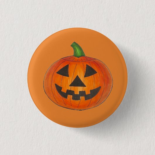 Halloween-Party Orange Jack o' Lantern Pumpkin Button (Vorderseite)